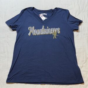 West Virginia Mountaineers Women's V-Neck T-Shirt NWT Navy Blue Top